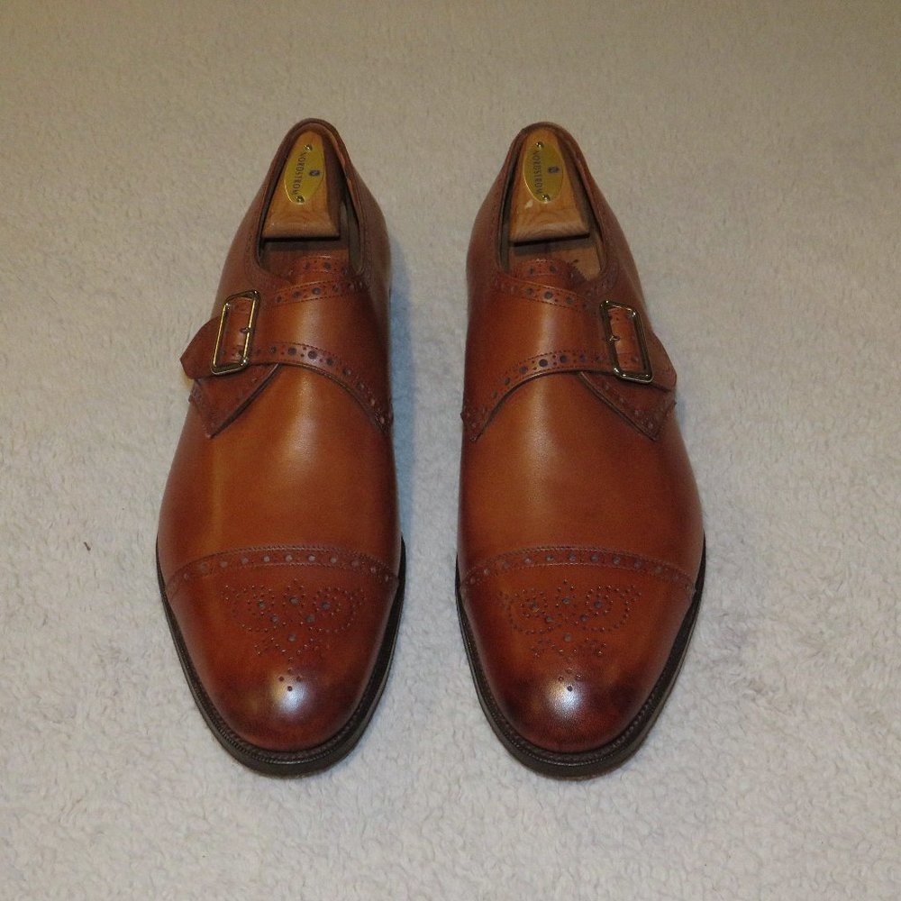 Edward Green Hove Brown Leather Brogue Monk Strap Loafers 11.5 NWOB